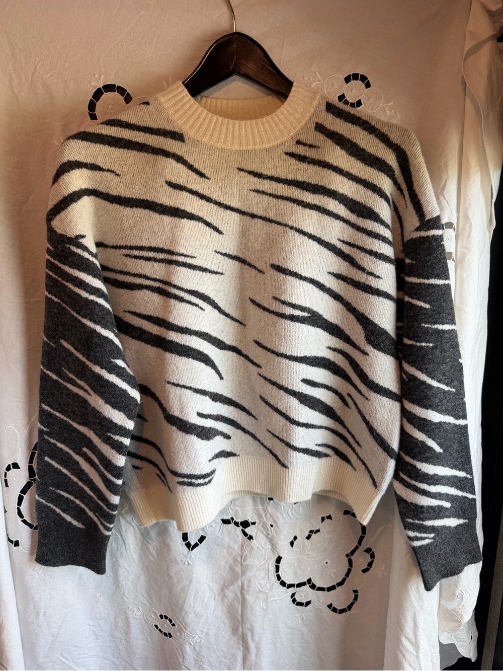 Rails Lana Tiger Stripe Sweater XS Merino Wool Cashmere Blend Crewneck